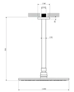 Kúpeľňové batérie OMNIRES - SLIMLINE dažďová hlavica so stropným ramenom, meď brúsená WSSET1CPB