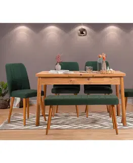 Jedálenské sety Jedálenský set s rozkladacím stolom a stoličkami (6 kusov) Santiago Atlantic Green