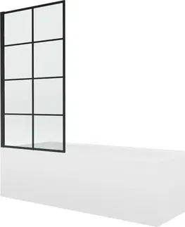 Sprchové dvere MEXEN/S - Vega obdĺžniková vaňa 180 x 80 cm s panelom + vaňová zástena 80, čierna vzor 550118080X9308017077