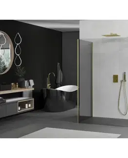 Sprchové dvere MEXEN/S - Kyoto Sprchová zástena WALK-IN 90 x 75, transparent, zlatá kartáčovaná 800-090-212-55-00-075
