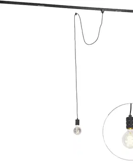 Koľajnicové svetelné systémy Závesná lampa čierna pre 1-fázový koľajnicový systém - Iconic Cavalux
