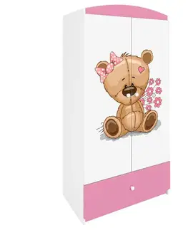 Skrine do izieb Skriňa Babydreams ružová – Medveď s kvetmi