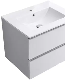 Kúpeľňový nábytok CERANO - Kúpeľňová skrinka Velora - biela matná, úchytka chróm + keramické umývadlo Todo - 71x55x46,5 CER-664870