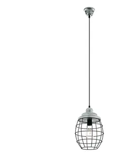 Svietidlá Eglo 79435 - Závesné svietidlo BAMPTON na lanku 1xE27/60W/230V šedá/čierna 79435