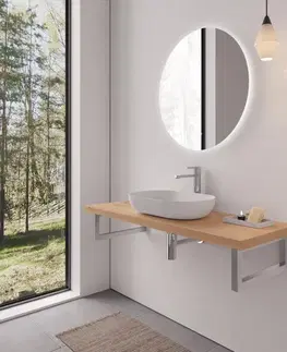 Kúpeľňový nábytok CERANO - Doska pod umývadlo Navira Pro + 2 konzoly pod dosku - dub medový - 60x46x3,6 CER-606090