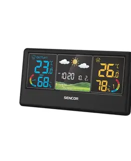 Meteostanice, teplomery a vlhkomery Sencor - Meteostanica s farebným LCD displejom, napájanie 3xAAA + 2xAA, čierna 52000064