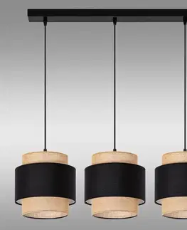 Lampy do obývačky Závesné svietidlo W-L 1204/3 JUTE/BLACK LW3