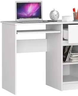 Písacie stoly Dizajnový písací stôl PIXEL90P, biely