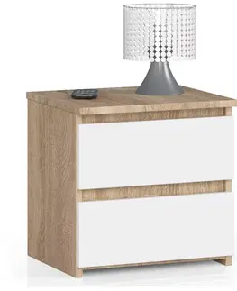 Nočné stolíky Moderný nočný stolík CALIN40, dub Sonoma / biely