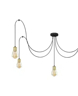 Svietidlá  Luster na lanku TUBE 5xE27/15W/230V pavúk čierna/zlatá W-KM 1924/5K BK+GO MAT