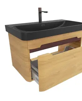 Kúpeľňový nábytok Kúpeľňová skrinka s umývadlom SAT Fusion 77,5x43x45 cm dub medový mat SATFUSION80DMBKMBA SATFUSION80DMBKMBA
