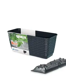 Kvetináče a truhlíky NABBI DRL400PW plastový balkónový kvetináč 38,6 cm antracit