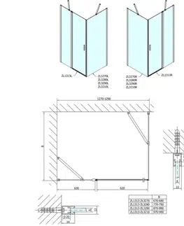 Sprchové dvere POLYSAN - ZOOM obdĺžniková sprchová zástena 1300x700 L/P varianta ZL1313ZL3270