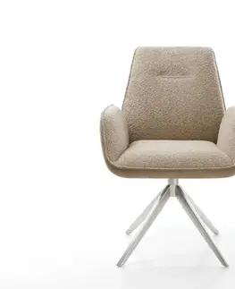 Jedálenské stoličky DELIFE Otočná jedálenská stolička Zoa-Flex zmiešané materiály tmavobéžová krížová podstava široká nerezová oceľ 360° otočná vrecková pružina