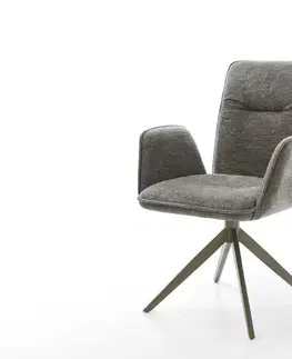 Jedálenské stoličky DELIFE Jedálenská stolička Vinja-Flex bouclé mäkký tmavobéžová krížová podstava široká titánová farba 360° otočná hojdacia funkcia