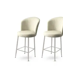 Barové stoličky Bar Stool Set (2 Pieces) Fora - Cream, Chrome