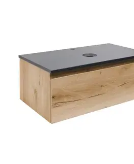 Kúpeľňový nábytok Kúpeľňová skrinka s technickým kameňom SAT B-Way 79x30x45 cm dub BWAY80OAKTK BWAY80OAKTK
