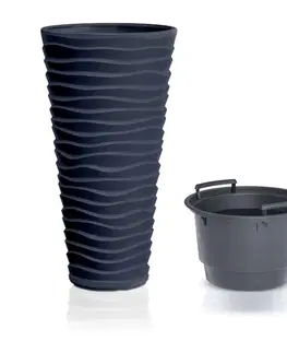 Kvetináče a truhlíky NABBI DPSA400 vysoký plastový kvetináč 38,7 cm antracit