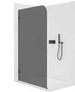 Sprchové dvere CERANO - Sprchová zástena Walk-in Orbis Ľ/P - 8 mm - čierna matná, grafitové sklo - 80x200 CER-978739