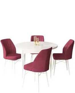 Jedálenské sety Dining Table & Chairs Set (5 Pieces) Rox - White, Burgundy