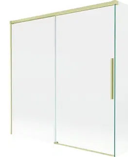 Sprchové dvere MEXEN/S - Rox vaňová zástena 2-krídlová posuvná 160 + 80 x 150, transparent, zlatá kartáčovaná 8C9-160-080-55-00