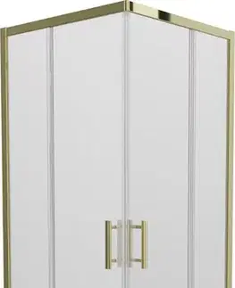 Vane MEXEN/S - Rio sprchovací kút štvorec 70x70, dekor, zlatá + biela vanička so sifónom 860-070-070-50-30-4010G