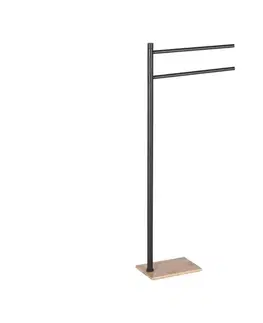 Svietidlá Gedy - Stojan na uteráky TRILLY 83,5 cm matná čierna/bambus TR3141