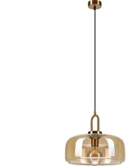 Svietidlá  Závesný luster AMAYA na lane 1xE27/15W/230V, zlatá/dymovo-béžová LM-1.331/ZŁOTY