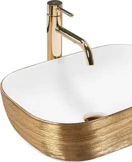Umývadlá REA - Umývadlo na dosku Belinda White GOLD BRUSH REA-U7422