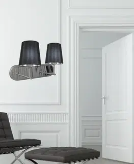 Nástenné svetlá Dvojitá saténová nástenná lampa + čierne tienidlo 2x60W Milonga