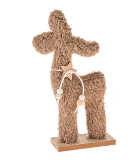 Vianočné dekorácie Vianočná dekorácia Textilný sobík 23 cm, chlpatý fleece