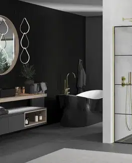 Sprchové dvere MEXEN/S - KIOTO Sprchová zástena WALK-IN 120x200 cm 8 mm, zlatá, čierny vzor 1 800-120-101-50-77