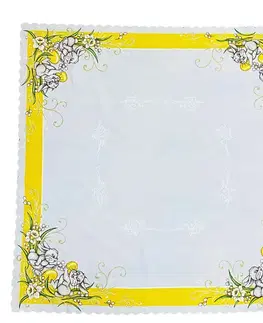Obrusy Veľkonočný obrus Zajačiky žltý 90x90cm TiaHome