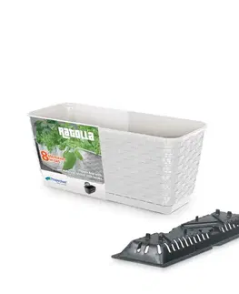 Kvetináče a truhlíky NABBI DRL400PW plastový balkónový kvetináč 38,6 cm biela