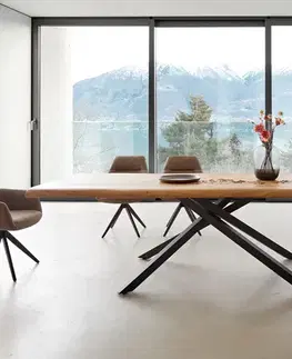 Jedálenské stoly DELIFE Jedálenský stôl Edge 260x100 XL akácia prírodná krížová podstava obdĺžnik čierna Live-Edge