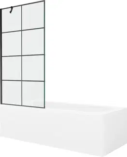 Sprchové dvere MEXEN/S - Vega obdĺžniková vaňa 180 x 80 cm s panelom + vaňová zástena 90, čierna vzor 550118080X9509007077