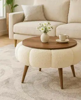 Konferenčné stolíky Čalúnený odkladací stolík Daisy 60 v odtieni Cream Walnut