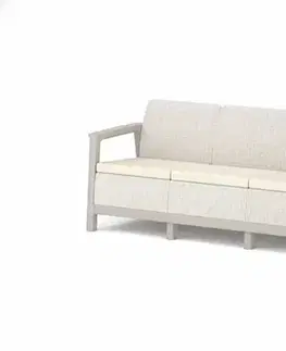 Plastové lavice do záhrady KETER Pohovka SCANDI LINDI 3 | Pebble Grey / Soft beige