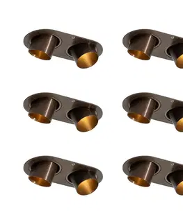 Zapustené svietidlá Sada 6 zapustených bodových svetiel tmavý bronz GU10 35 mm naklápacie 2-svetlá - Installa