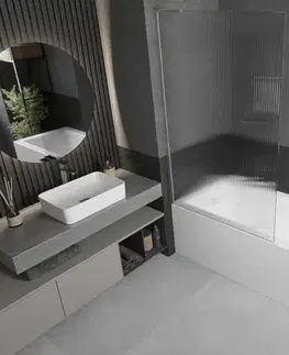 Sprchové dvere MEXEN/S - Next L vaňová zástena FIX 100 x 150, prúžky, nikel kartáčovaná 895-100-000-03-09-97