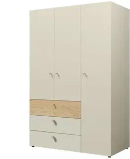 Šatníkové skrine Skriňa Yuki 1 Sivá Béžová/Olejovaný Dub