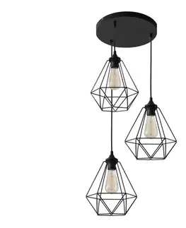 Svietidlá  Luster na lanku KARO 3xE27/15W/230V W-KD 1311/3 BK-B