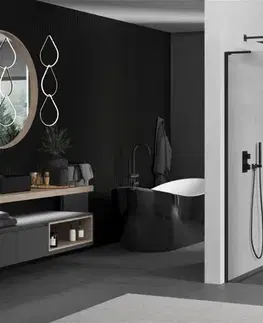 Sprchové dvere MEXEN/S - Kioto L Sprchová zástena WALK-IN 70 x 200, transparent, čierna 800-070-103-70-00