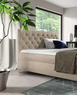 Postele KONDELA Guliette 120 boxspringová manželská posteľ béžová (Velvet)