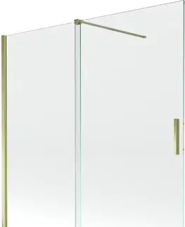 Sprchové dvere MEXEN/S - Velar Dvojkrídlová posuvná vaňová zástena 160 x 150, transparent, zlatá 896-160-000-01-50