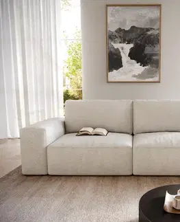 Veľké pohovky DELIFE Veľká pohovka Lanzo 230x95 cm bouclé bielo-béžová