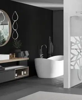 Sprchové dvere MEXEN/S - Kioto L Sprchová zástena WALK-IN 70 x 200, biely vzor, chróm 800-070-103-01-85