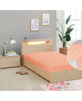 Plachty Bellatex Plátené prestieradlo s gumou, marhuľová, 90 x 200 cm