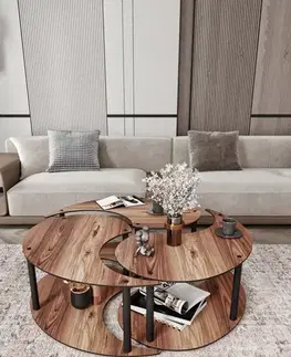 Sady stolíkov Súprava konferenčných stolíkov Yin Yang 3 70 - Walnut