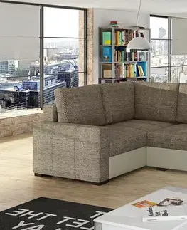 Sedacie súpravy NABBI Castelo L rohová sedačka s rozkladom a úložným priestorom cappuccino / béžová